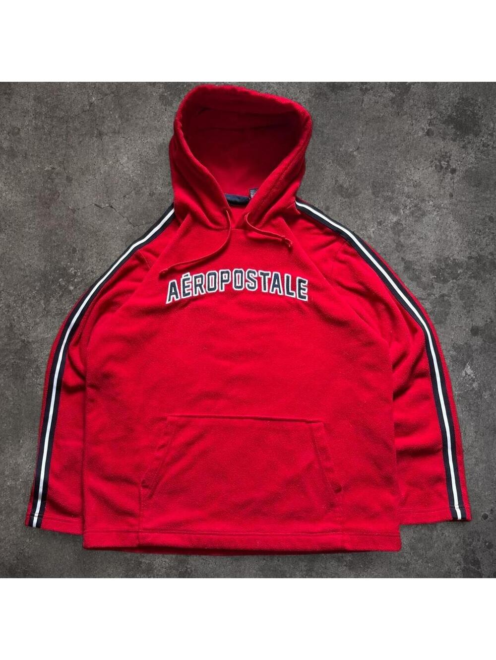 Fire Y2K Aeropostale fleece Hoodie with Stripes on Sleeves
